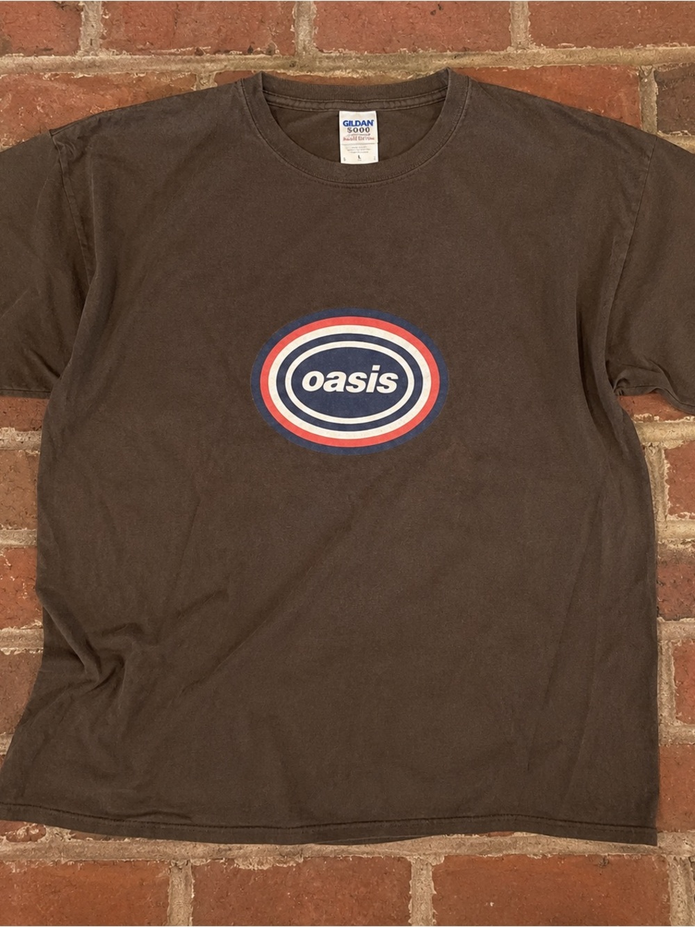 Gildan 5000 Brown Oasis Target Logo Short Sleeve Tee, Vintage Size L